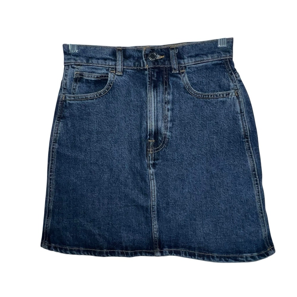 Everlane The Way High Denim Jean Skirt Size 23 High Waist Minimalist Med Wash